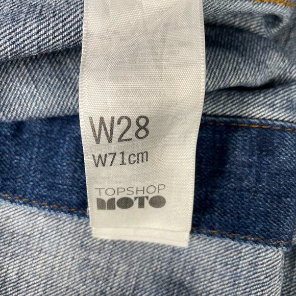 TOPSHOP MOTO DENIM A LINE BUTTON MINI SKIRT SIZE 28 - Picture 9 of 10